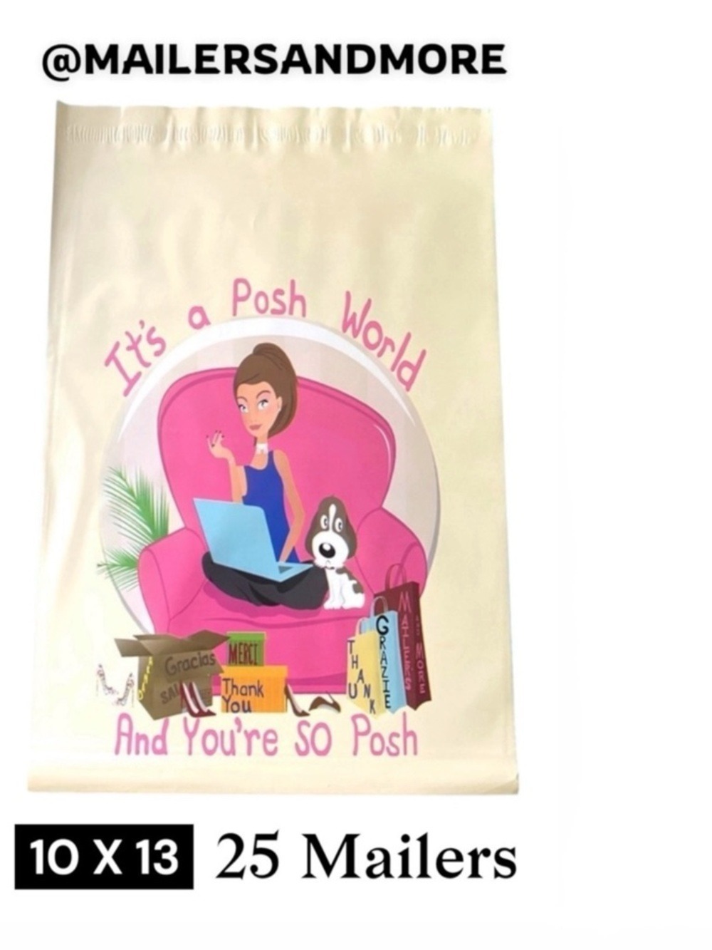 25 10X13 Poly Mailers Posh World PRICE IS FIRM - Picture 2 of 16